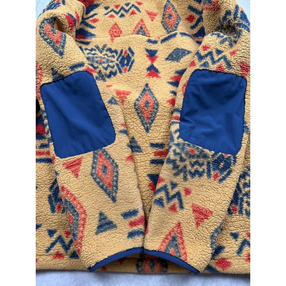 The North Face Men XL* 1/4 Zip Sherpa Fleece Hoodie Southwestern Aztec Yellow